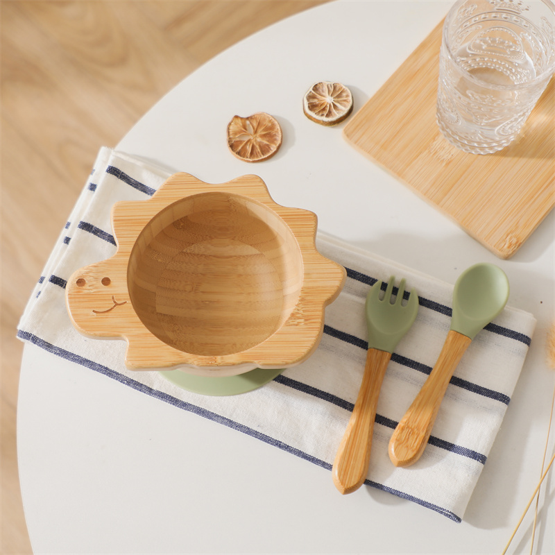 Baby Food Dinner - Bebek ahşap sofra seti dinozor bambu