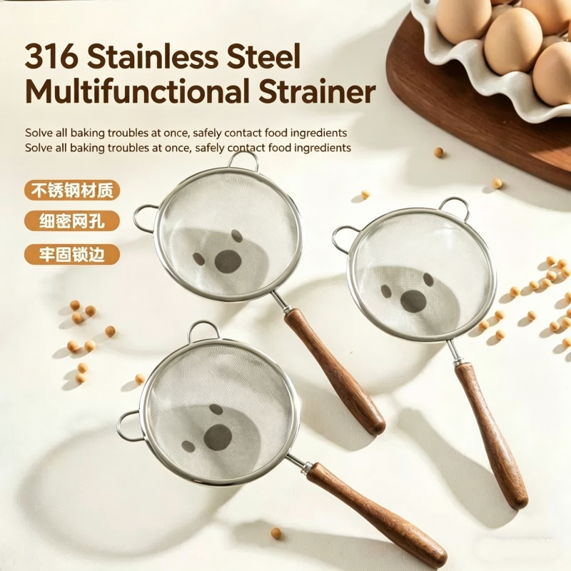 Baby Food Strainer - İnce filtre süzgeci, yeni 304 ahşap