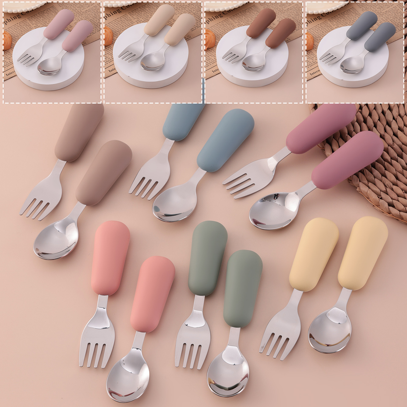 Baby Food Utensil - Renk Çocuklar 2 ADET Paslanmaz Çelik