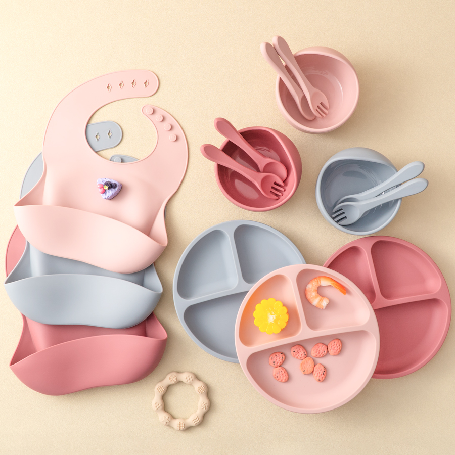 Baby Food Dinner - 5 adet bebek silikon besleme seti