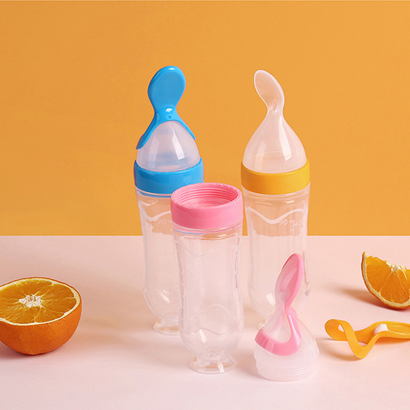 Baby Food Utensil - Sıkma Biberon Silikon Yenidoğan Bebek Eğitim