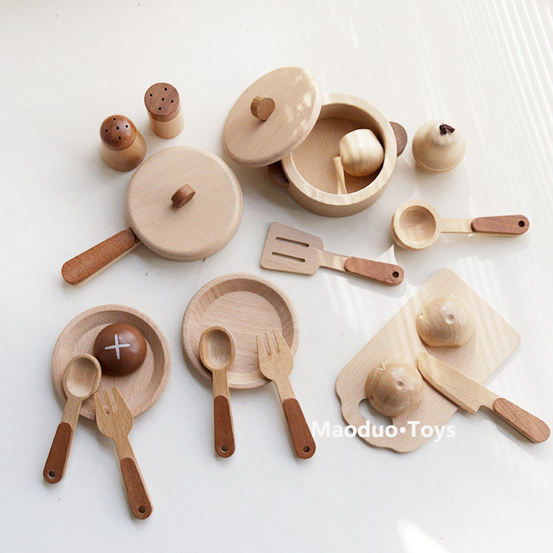 Baby Food Utensil - Maoduo Oyuncaklar Kayın Ahşap Çocuk Mutfak
