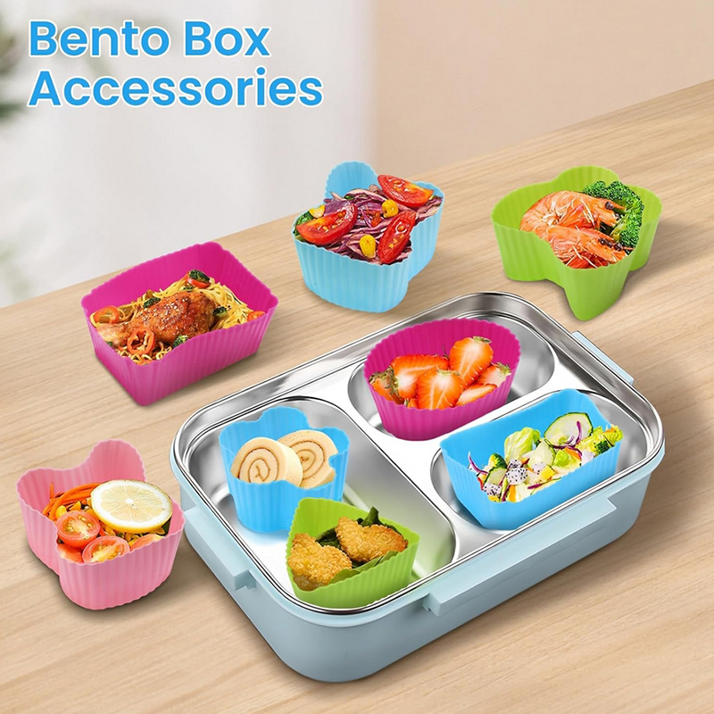 Baby Food Container - 8 adet silikon öğle yemeği kutusu