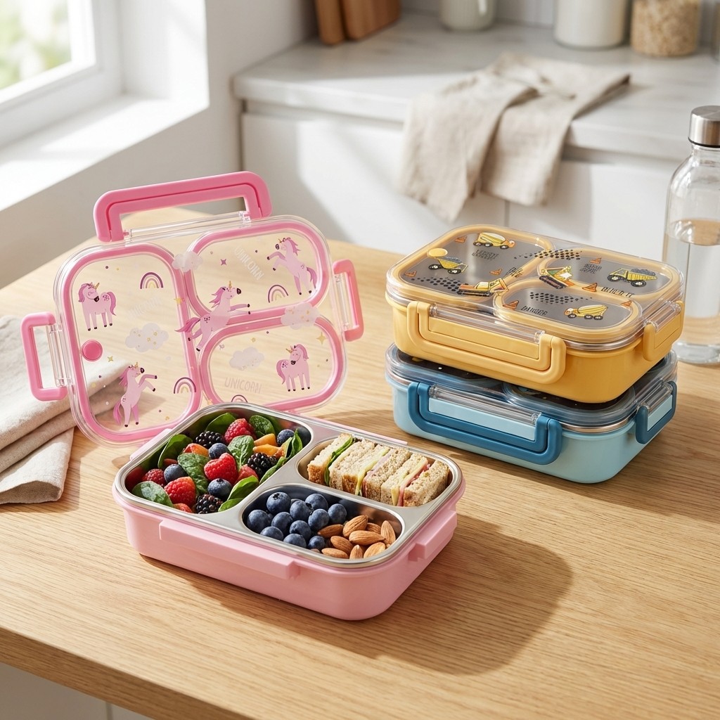 Baby Food Container - Büyük Kapasiteli Çizgi Film Desenli Çocuk